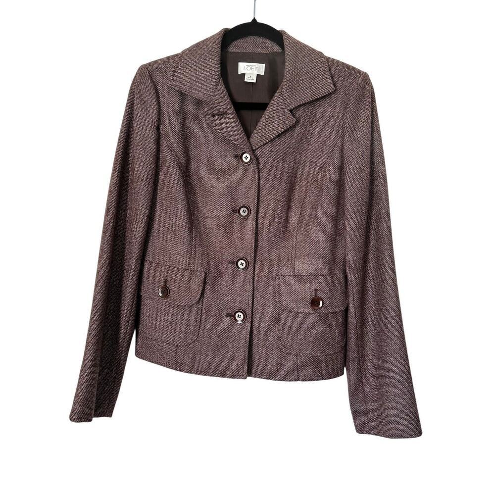 Ann Taylor Women’s Size 6 Suit Jacket Blazer Vintage Wool Blend Five Buttons